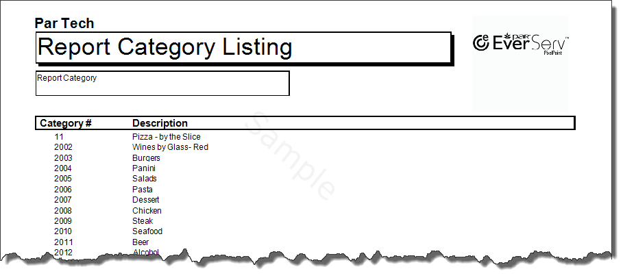 Report Category Listing