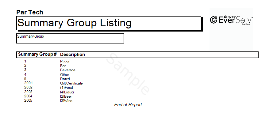 Summary Group Listing